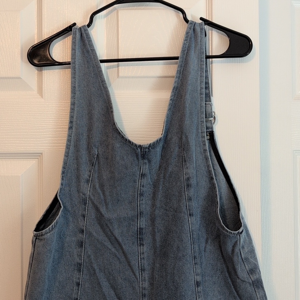 Women's Jean Denim Overall Baggy Jumpsuit Onesie with Pockets - Picture 3 of 9